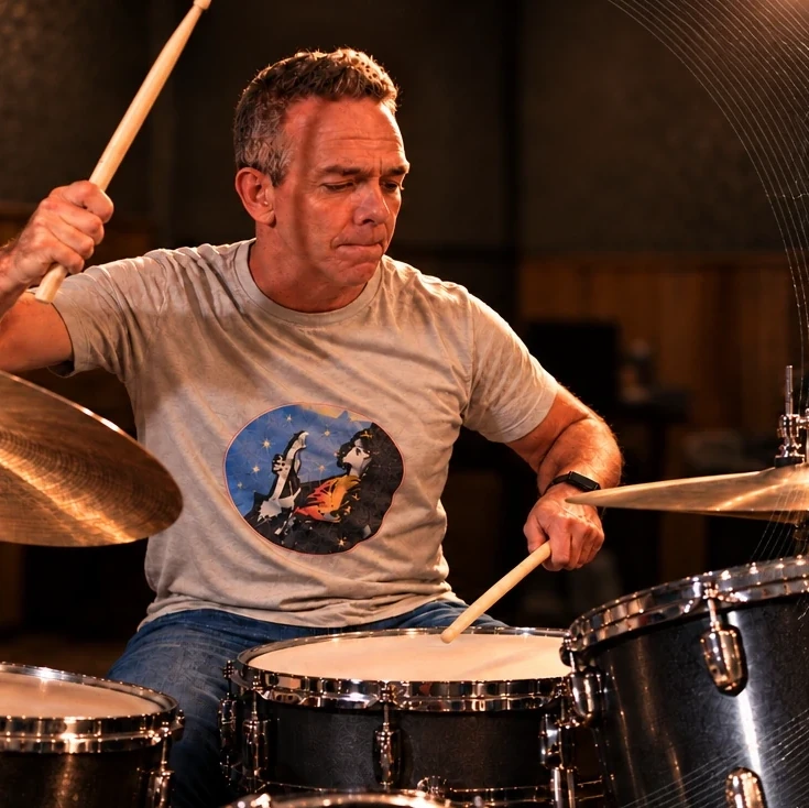 Stone Groove Spirits founder Jeff Duggan playing drums